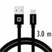 DATOVÝ KABEL SWISSTEN TEXTILE USB / USB-C 3,0 M ČERNÝ