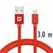 DATOVÝ KABEL SWISSTEN TEXTILE USB / USB-C 3,0 M ČERVENÝ