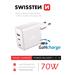 SWISSTEN SÍŤOVÝ ADAPTÉR GaN 2x USB-C + 1x USB 70W