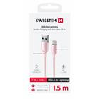 DATOVÝ KABEL SWISSTEN TEXTILE II USB / LIGHTNING 1,5 M RŮŽOVÝ