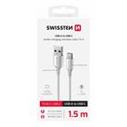 DATOVÝ KABEL SWISSTEN TEXTILE II USB / USB-C 1,5 M BÍLÝ