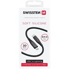 DATOVÝ KABEL SWISSTEN SOFT SILICONE USB-C / LIGHTNING 0,4 M ČERNÝ