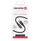 DATOVÝ KABEL SWISSTEN SOFT SILICONE USB-A / LIGHTNING 0,4 M ČERNÝ