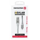 DATOVÝ KABEL SWISSTEN KEVLAR USB / LIGHTNING 1,5 M BÍLÝ