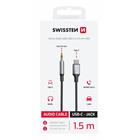 AUDIO ADAPTÉR SWISSTEN TEXTILE USB-C (samec) / 3,5 mm JACK (samec) 1,5M ČERNÝ (nahrazuje 73501303)