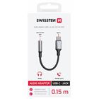 AUDIO ADAPTÉR SWISSTEN TEXTILE USB-C (samec) / 3,5mm AUX 0,15 M ČERNÝ (nahrazuje 73501301)