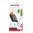 SWISSTEN POWER BANK VOLTBOX 35W 30000 mAh S INTEGROVANÝMI KABELY USB-C A LIGHTNING ČERNÁ