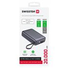 SWISSTEN POWER BANK 20000 mAh S INTEGROVANÝMI KABELY USB-C A LIGHTNING VESMÍRNĚ STŘÍBRNÁ