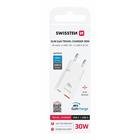 SWISSTEN TENKÝ SÍŤOVÝ ADAPTÉR GaN USB-C + USB-A 30W BÍLÝ