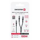 SWISSTEN NABÍJECÍ KABEL 2v1 USB-C / USB-C + LIGHTNING 100W 1,5 M ČERNÝ