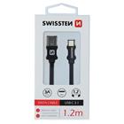 DATOVÝ KABEL SWISSTEN TEXTILE USB / USB-C 1,2 M ČERNÝ