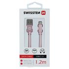 DATOVÝ KABEL SWISSTEN TEXTILE USB / USB-C 1,2 M RŮŽOVO/ZLATÝ