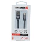 DATOVÝ KABEL SWISSTEN TEXTILE USB / USB-C 2,0 M ŠEDÝ