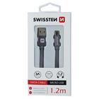 DATOVÝ KABEL SWISSTEN TEXTILE USB / MICRO USB 1,2 M ŠEDÝ