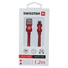 DATOVÝ KABEL SWISSTEN TEXTILE USB / MICRO USB 1,2 M ČERVENÝ