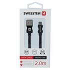 DATOVÝ KABEL SWISSTEN TEXTILE USB / MICRO USB 2,0 M ČERNÝ