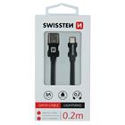 DATOVÝ KABEL SWISSTEN TEXTILE USB / LIGHTNING 0,2 M ČERNÝ