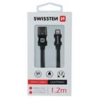 DATOVÝ KABEL SWISSTEN TEXTILE USB / LIGHTNING 1,2 M ČERNÝ