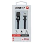 DATOVÝ KABEL SWISSTEN TEXTILE USB / LIGHTNING 2,0 M ČERNÝ