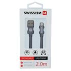 DATOVÝ KABEL SWISSTEN TEXTILE USB / LIGHTNING 2,0 M ŠEDÝ