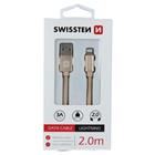 DATOVÝ KABEL SWISSTEN TEXTILE USB / LIGHTNING 2,0 M ZLATÝ