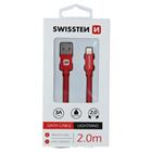 DATOVÝ KABEL SWISSTEN TEXTILE USB / LIGHTNING 2,0 M ČERVENÝ