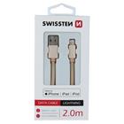 DATOVÝ KABEL SWISSTEN TEXTILE USB / LIGHTNING MFi 2,0 M ZLATÝ