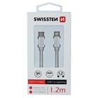 DATOVÝ KABEL SWISSTEN TEXTILE USB-C / LIGHTNING 1,2 M STŘÍBRNÝ