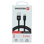 DATOVÝ KABEL SWISSTEN TEXTILE USB / MICRO USB 3,0 M ČERNÝ