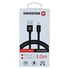 DATOVÝ KABEL SWISSTEN TEXTILE USB / LIGHTNING 3,0 M ČERNÝ