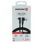 TEXTILNÍ DATOVÝ KABEL SWISSTEN ARCADE USB / USB-C 1,2 M ČERNÝ