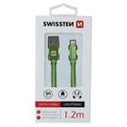 DATOVÝ KABEL SWISSTEN TEXTILE USB / LIGHTNING 1,2 M ZELENÝ