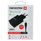 SWISSTEN SÍŤOVÝ ADAPTÉR SMART IC 2x USB 2,1A POWER + DATOVÝ KABEL USB / LIGHTNING MFi 1,2 M ČERNÝ