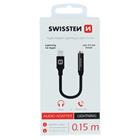 AUDIO ADAPTÉR SWISSTEN TEXTILE LIGHTNING /JACK(samice) 0,15 M ČERNÝ