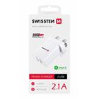 SWISSTEN SÍŤOVÝ ADAPTÉR 2x USB 10,5W pro UK zásuvku BÍLÝ