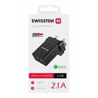 SWISSTEN SÍŤOVÝ ADAPTÉR 2x USB 10,5W pro UK zásuvku ČERNÝ