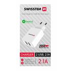 SWISSTEN SÍŤOVÝ ADAPTÉR SMART IC 2x USB 2,1A POWER BÍLÝ (SAMOPRODAVAČ)