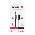 AUDIO KABEL SWISSTEN TEXTILE 3,5 mm JACK(samec) - 3,5 mm JACK (samice) 1,5 M ČERNÝ