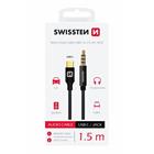 AUDIO ADAPTÉR SWISSTEN TEXTILE USB-C (samec)/3,5 mm JACK (samec) 1,5M ČERNÝ