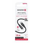 DATOVÝ KABEL SWISSTEN SOFT SILICONE USB / LIGHTNING 1,5 M 30W ČERNÝ