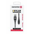 DATOVÝ KABEL SWISSTEN KEVLAR USB / LIGHTNING 1,5 M ANTRACIT