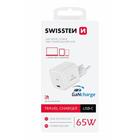 SWISSTEN SÍŤOVÝ ADAPTÉR GaN 1x USB-C 65W POWER DELIVERY BÍLÝ