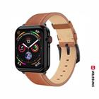 SWISSTEN ŘEMÍNEK PRO APPLE WATCH KOŽENÝ 42 / 44 / 45 / 49 mm HNĚDÝ (černá spona a černé poutko)