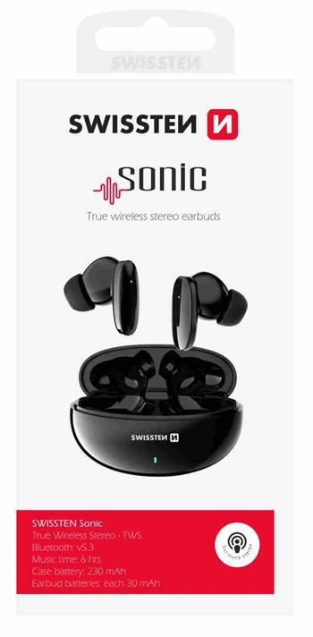 BLUETOOTH TWS SLUCHÁTKA SWISSTEN SONIC ČERNÁ