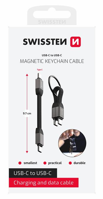 SWISSTEN MAGNETICKÝ KEYCHAIN KABEL USB-C / USB-C 9,7 CM