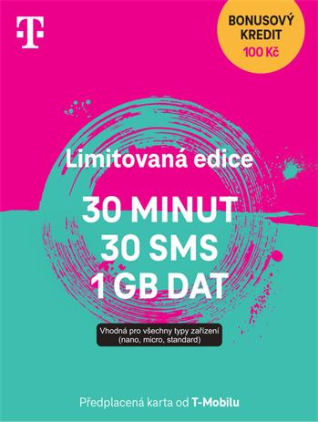 PŘEDPLACENÁ T-MOBILE TWIST SIM KARTA - 150,- Kč - ZDARMA 30 MINUT, 30 SMS A 1 GB DAT, 100,- kredit