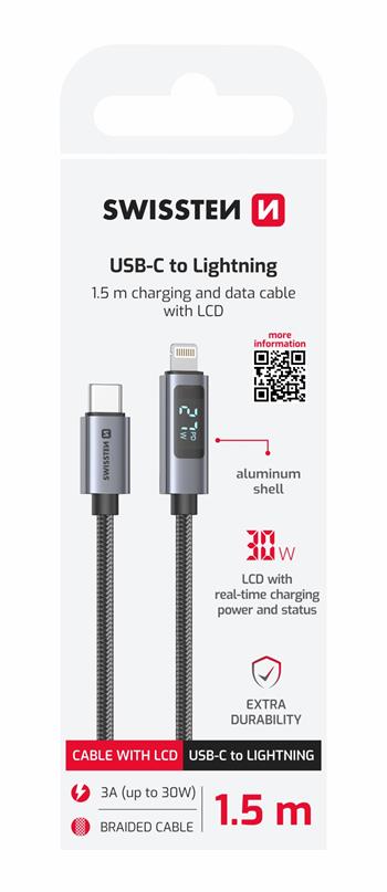 SWISSTEN LCD KABEL USB-C / LIGHTNING 1,5 M