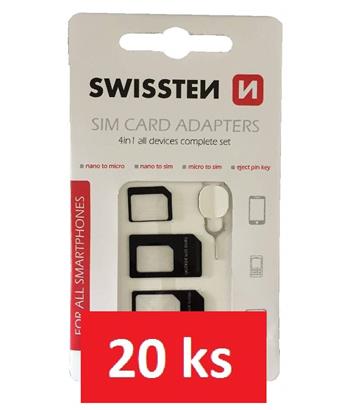 SET 20x SWISSTEN SIM ADAPTÉR 4in1