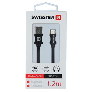 DATOVÝ KABEL SWISSTEN TEXTILE USB / USB-C 1,2 M ČERNÝ