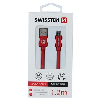 DATOVÝ KABEL SWISSTEN TEXTILE USB / MICRO USB 1,2 M ČERVENÝ